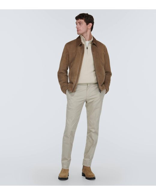 Brioni White Cashmere, Wool, And Silk Half-zip Sweater for men