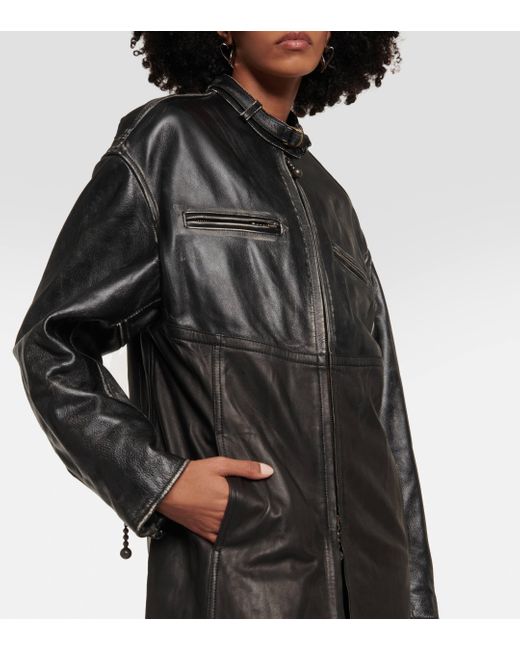 Acne Black Paneled Leather Coat