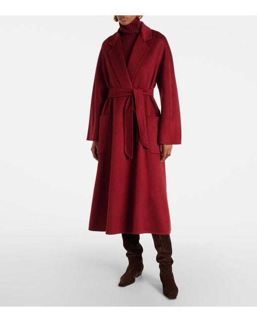Max Mara Red Ludmilla Cashmere Wrap Coat
