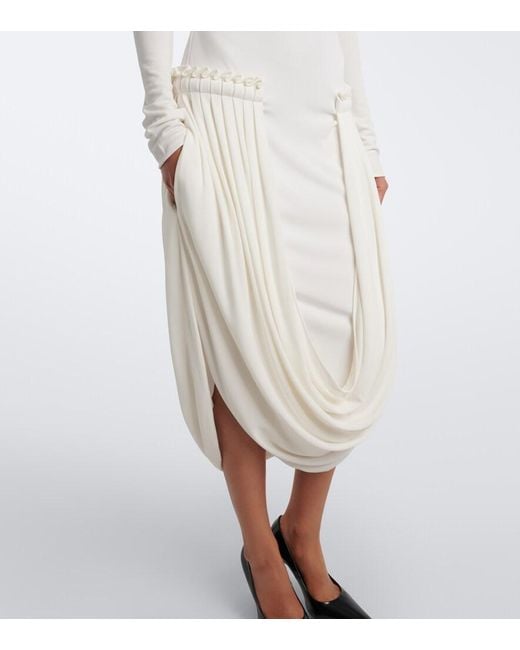 Stella McCartney White Draped-Detail Jersey Midi Dress