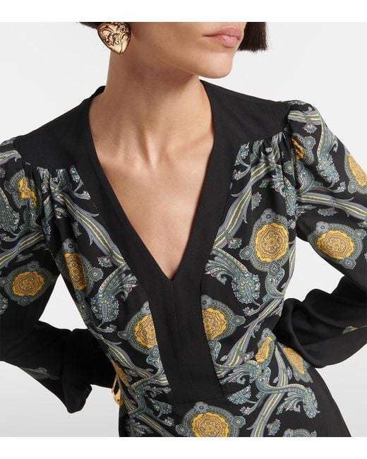 Etro Black Printed Midi Dress