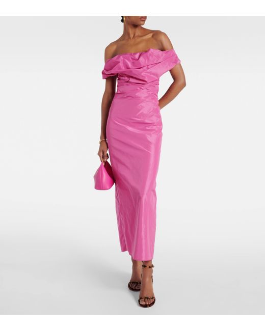 Staud Pink Andrea Off-shoulder Maxi Dress