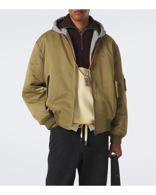 Loewe Green Fleece-Trimmed Technical Bomber Jacket for men