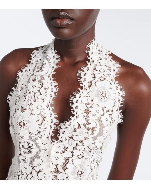 Stella McCartney White Halterneck Cotton-Blend Lace Top