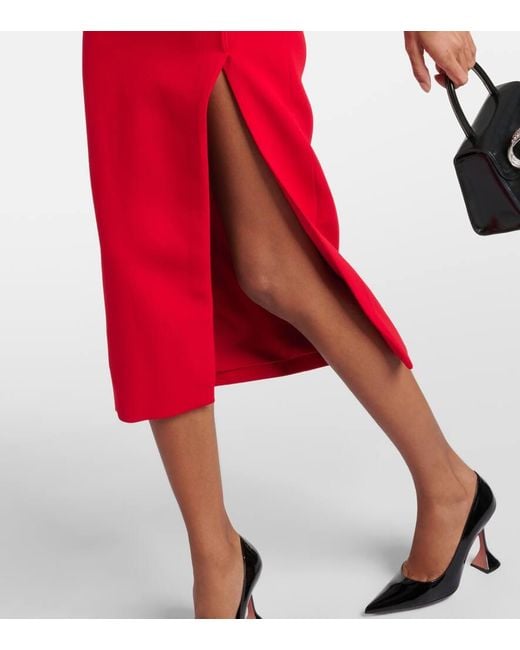 Self-Portrait Red Bow-Detail Crepe Midi Dress