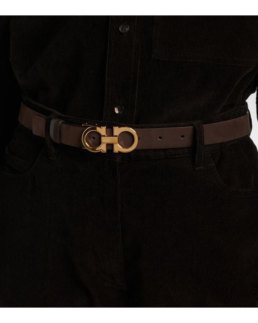 Ferragamo Black Gancio Mediterraneo Leather Belt