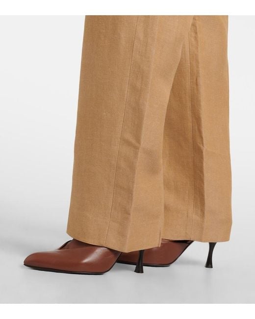 Blazé Milano Natural Fox Linen-Blend Straight Pants