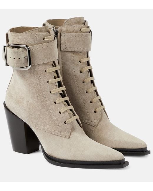 Jimmy Choo Natural Myos Suede Ankle Boots