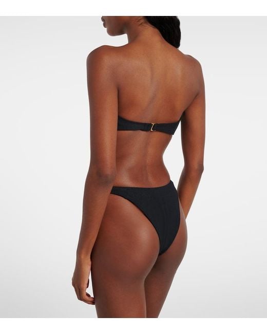 Top De Bikini Bandeau Rosette Con Aplique Floral SAME de color Blue