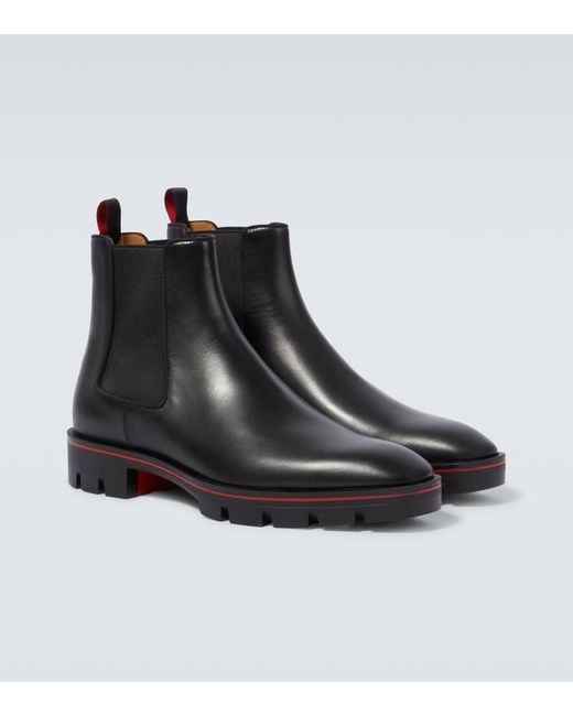 Christian Louboutin Black Alpinosol Leather Chelsea Boots for men
