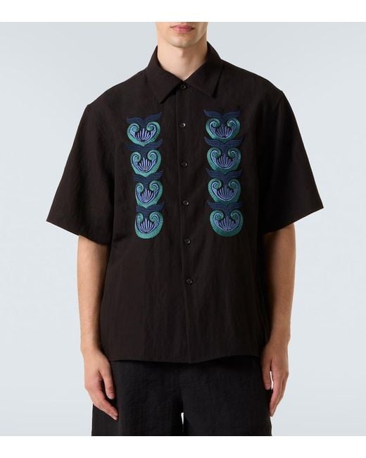 Commas Black Embroidered Shirt for men