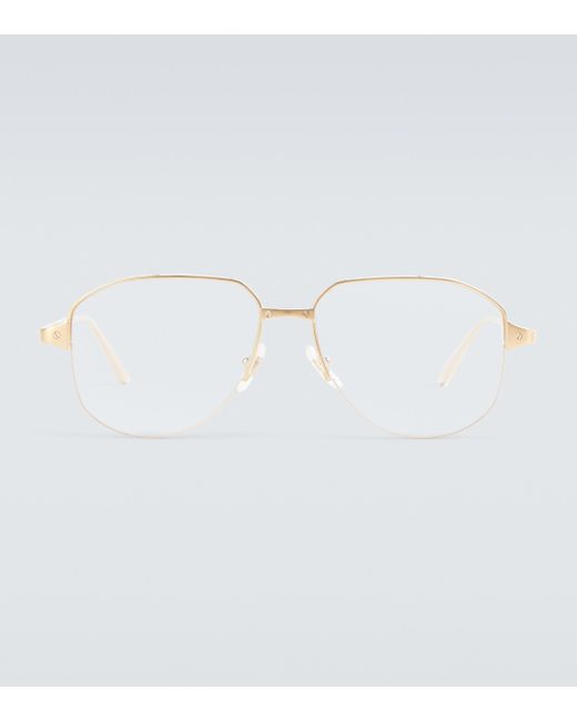 Cartier Aviator-Brille aus Metall in White für Herren
