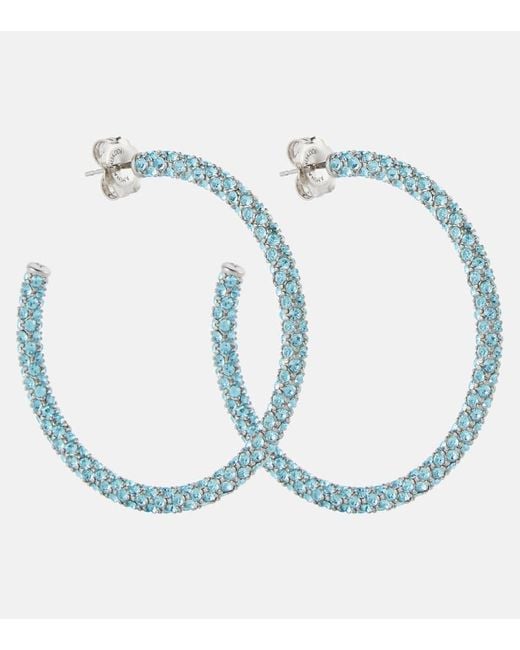 AMINA MUADDI Blue Cameron Crystal-embellished Earrings