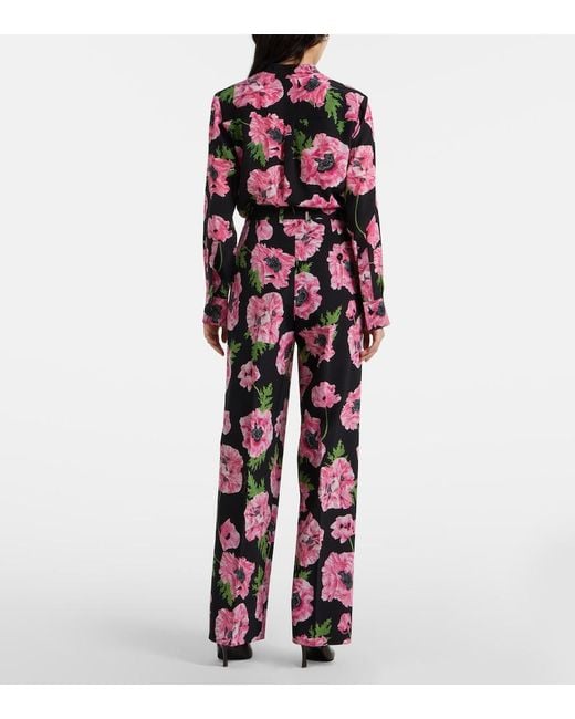 Stella McCartney Red Poppy Floral Wide-Leg Pants