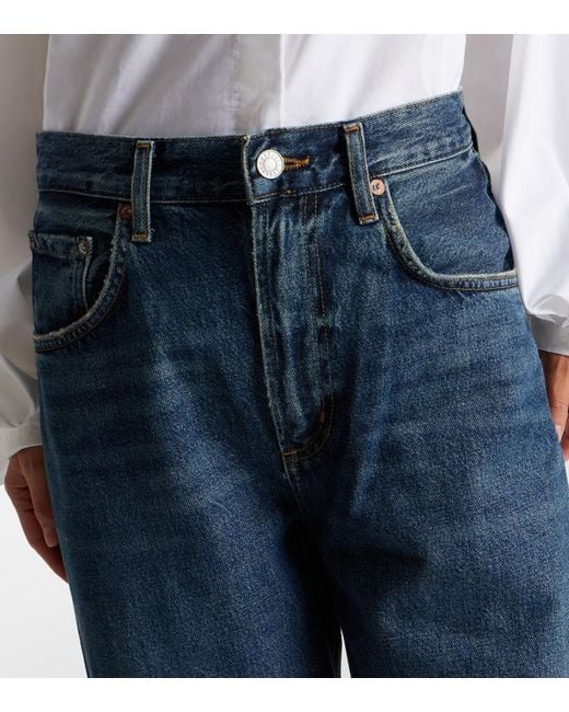 Agolde Blue Twist Mid-Rise Wide-Leg Jeans