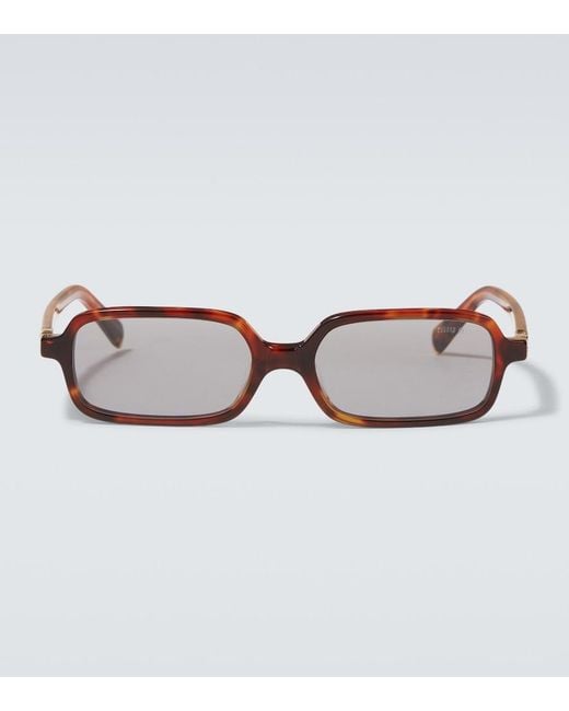 Miu Miu Brown Logo Rectangular Sunglasses for men