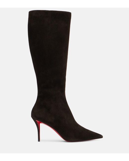Christian Louboutin Black Suede Knee-High Boots