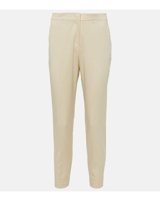 Etro Natural High-Rise Cotton-Blend Tapered Pants