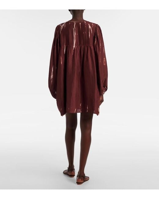 Anna Kosturova Red Hailey Tie-Dye Silk Minidress