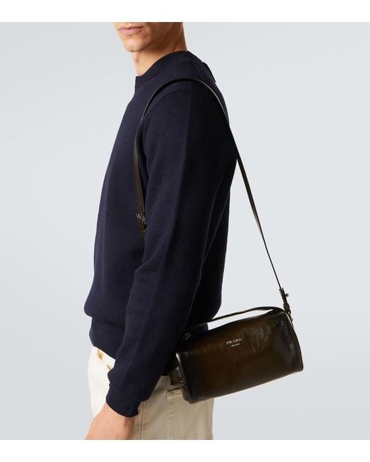 Prada Black Leather Tote Bag for men