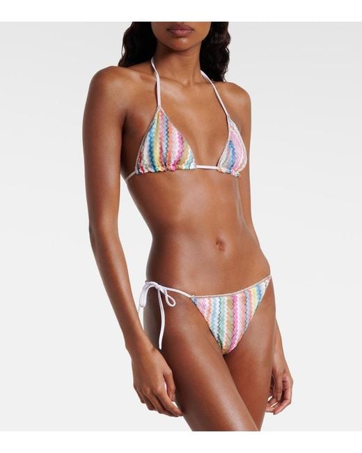 Missoni White Zigzag Lame Bikini