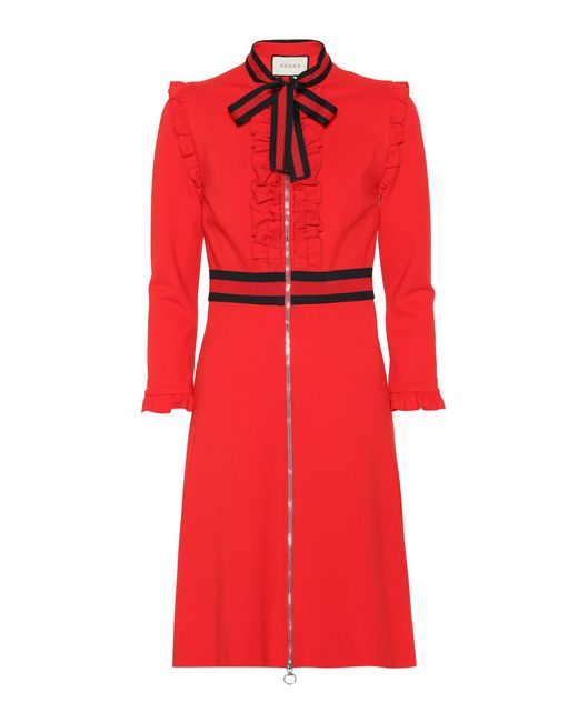 Gucci Red Kleid aus Crêpe mit Schluppe