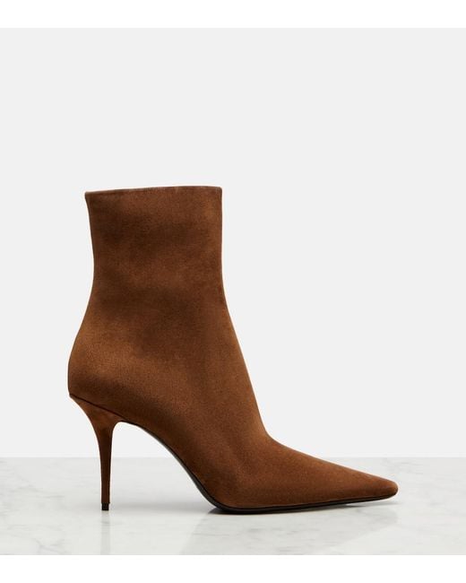 Saint Laurent Brown Ashley 90 Suede Ankle Boots