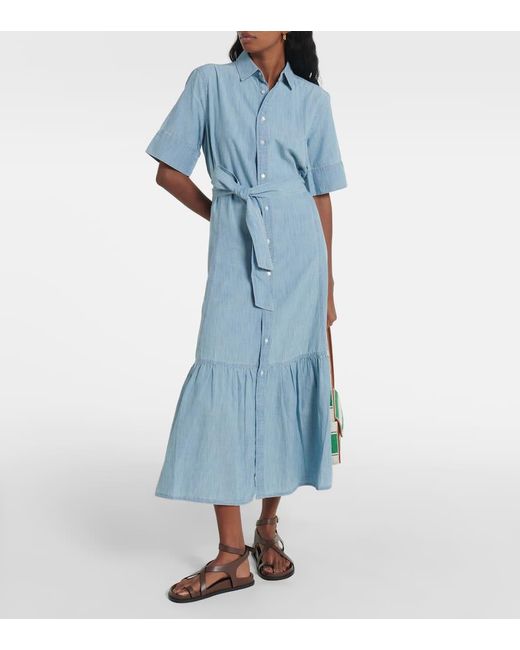 Polo Ralph Lauren Blue Hemdblusenkleid Aus Baumwoll-Chambray