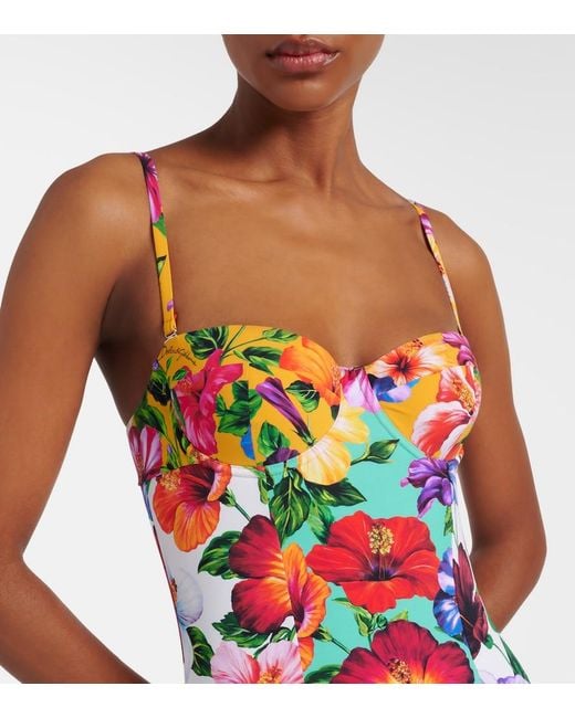 Dolce & Gabbana Red Floral Swimsuit