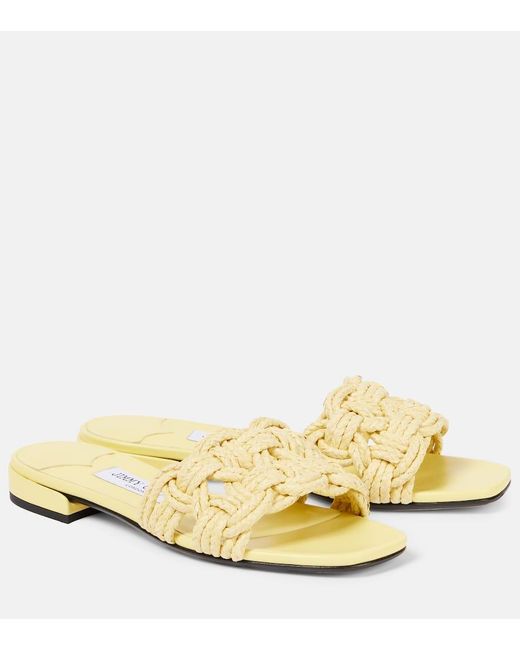 Jimmy Choo Metallic Pantoletten Chara Aus Raffiabast