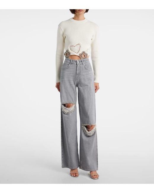Area Gray Wide-Leg Jeans Mit Kristallen