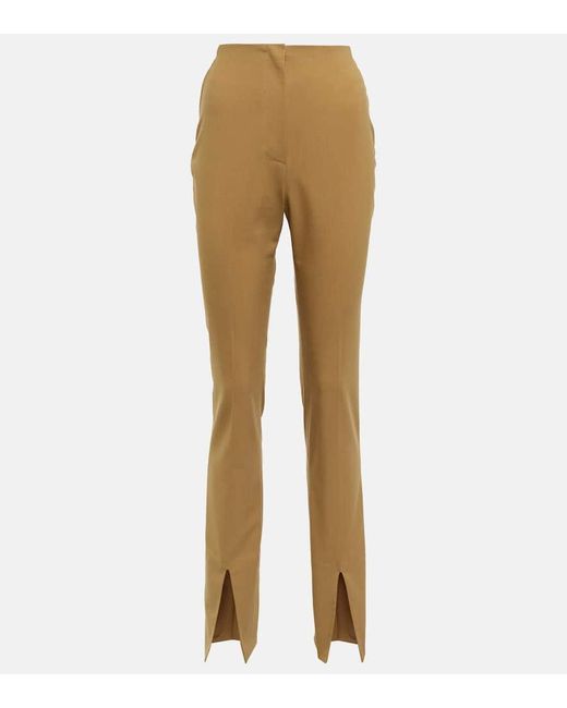 Nanushka Natural Florine Slim Wool-blend Pants