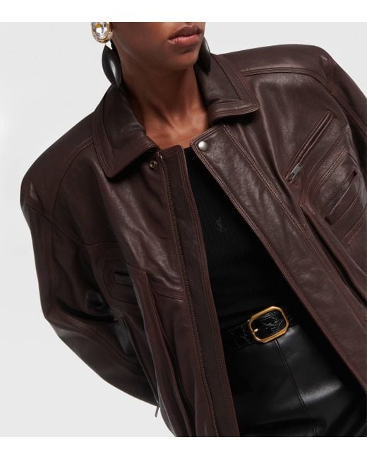 Saint Laurent Brown Leather Jacket