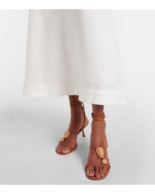 Zimmermann White Rhiannon Ruffled Linen Midi Dress