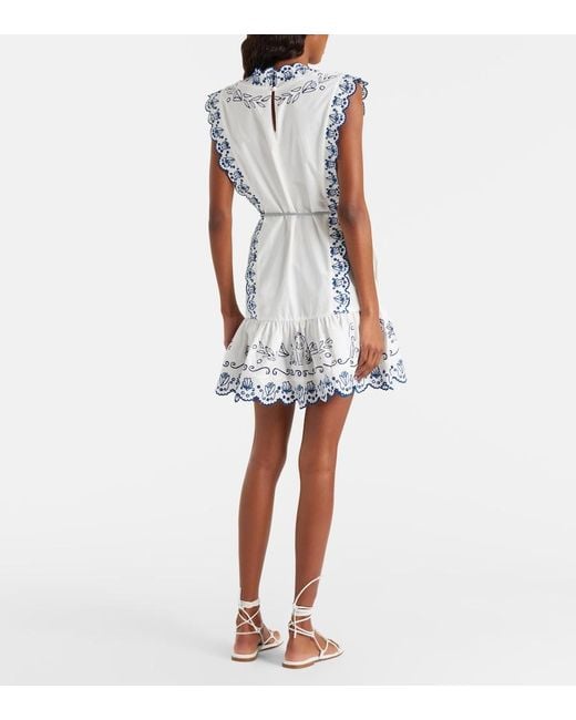 ALÉMAIS Blue Leela Embroidered Cotton Minidress