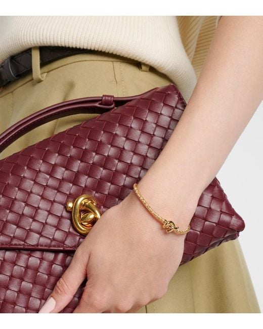 Pulsera Knot De Plata De Ley Banada En Oro Bottega Veneta de color Metallic