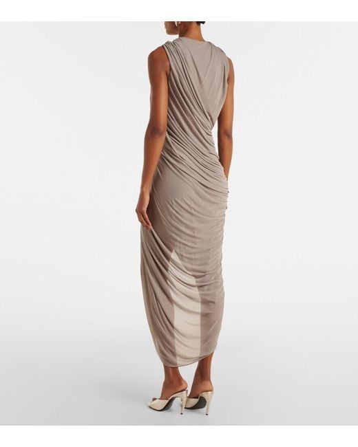 Christopher Esber Gray Ripple Embellished Draped Jersey Gown