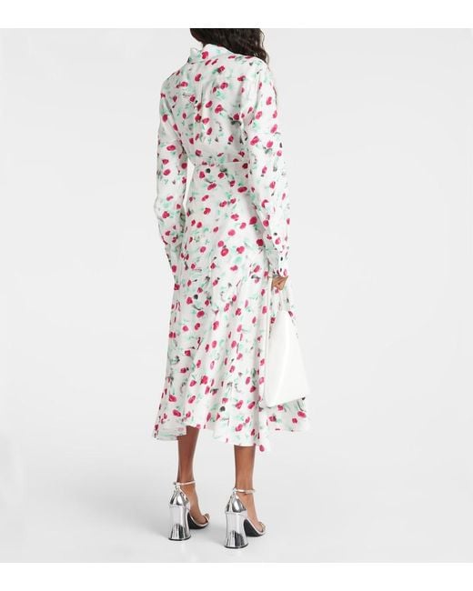 Marni White Floral-Print A-Line Cotton Midi Skirt