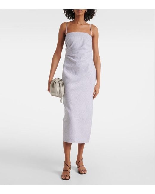 Vince Purple Cotton And Linen Midi Dress