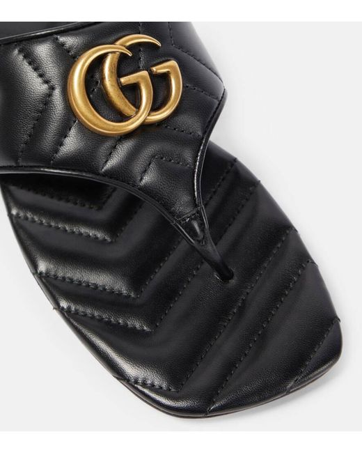 Sandali infradito Double G Marmont in pelle di Gucci in Black