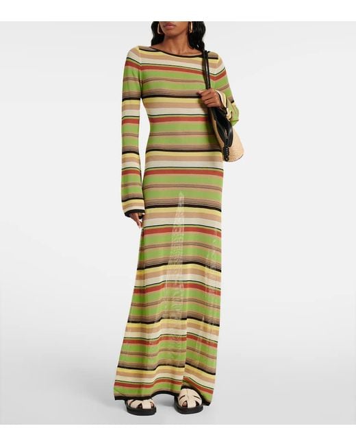 Sir Metallic Coastline Striped Maxi Dress