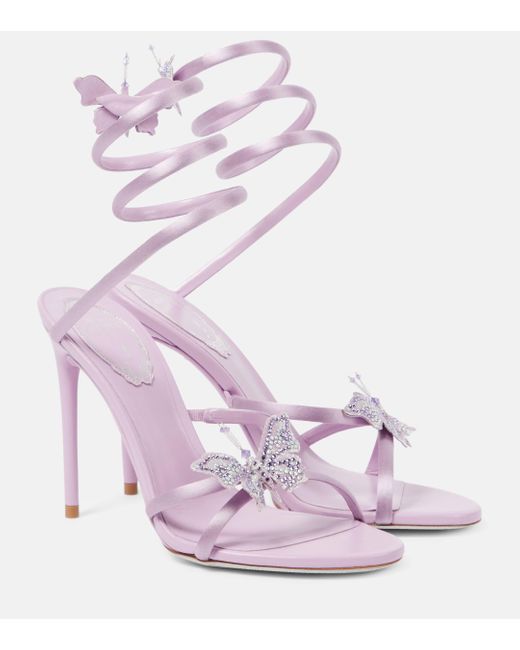 Rene Caovilla Pink Cleo 105 Bow-detail Satin Sandals