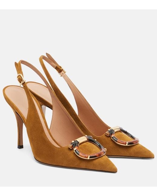 Ferragamo Brown Slingback-Pumps Sara Aus Veloursleder