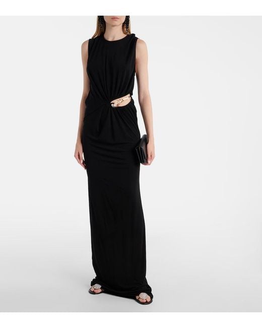Christopher Esber Black Encased Nature Jersey Maxi Dress
