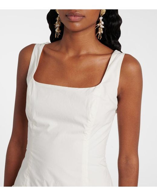 Faithfull The Brand White Gathered Cotton Poplin Minidress