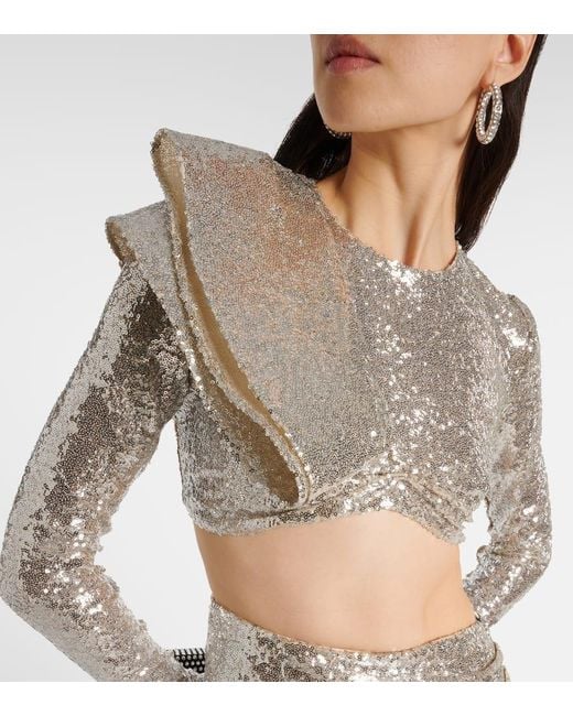 Maticevski White Cropped-Top Mit Pailletten