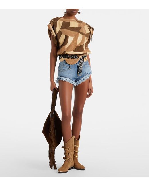 Isabel Marant Brown Dalmy Perforated Suede Top