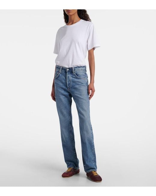 Citizens of Humanity Blue Baretta High-Rise Straight Jeans