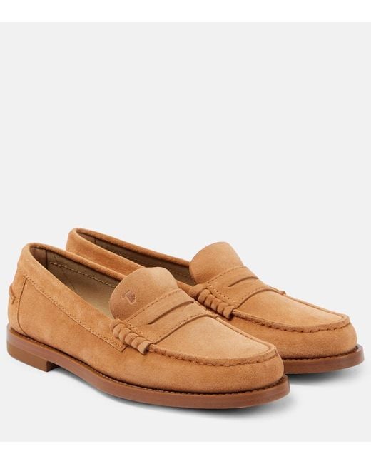 Tod's Brown Gommino Suede Penny Loafers