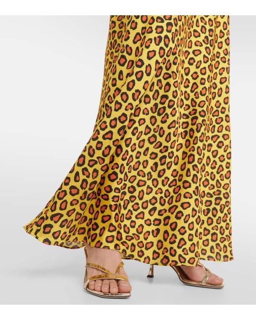 Rabanne Metallic Chain-Detail Leopard-Print Satin Slip Dress
